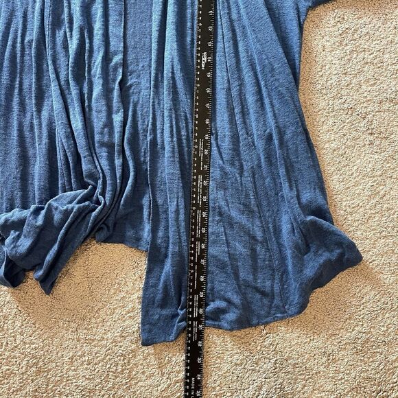 J Jill Sweater Women Med Blue Love Linen Lagenlook Open Cardigan Work Office - Picture 9 of 9